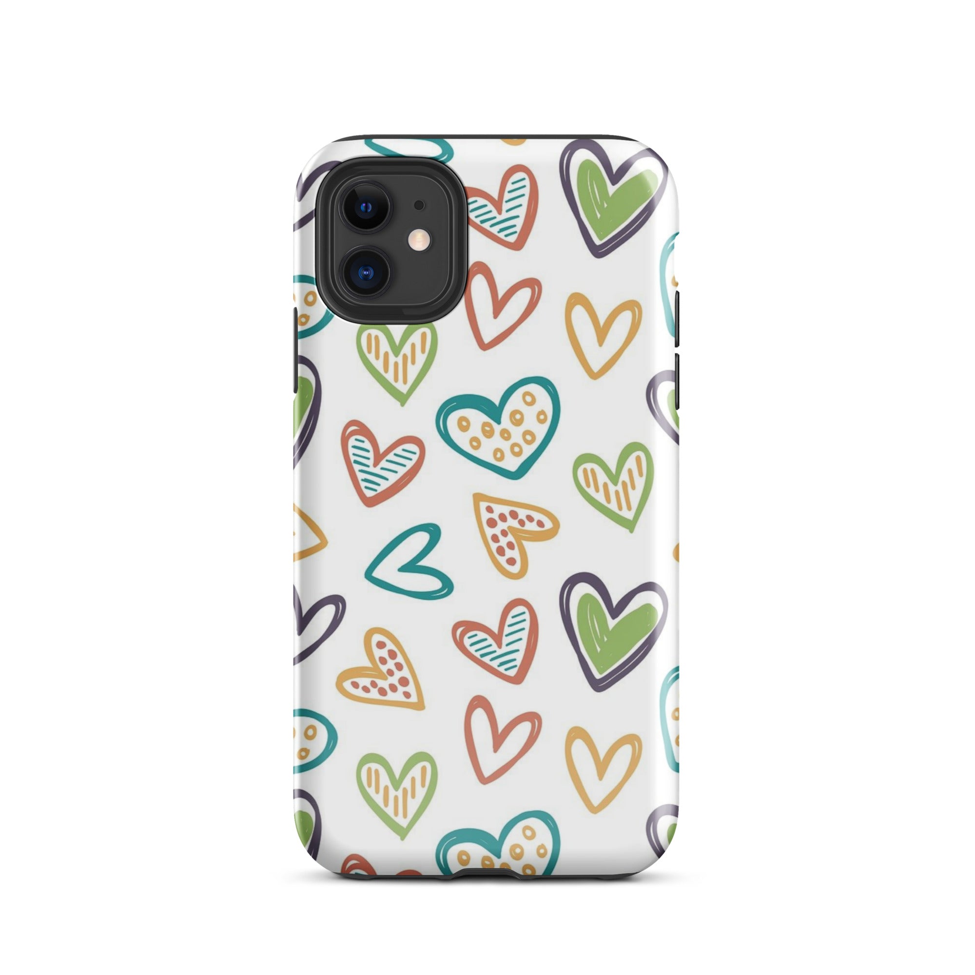 Hearts Doodle iPhone® Dual-Layered Tough Case : Fashionable Protection, Induction Charging Compatible, Global Shipping, JHTEE Accessories. - JHTEE