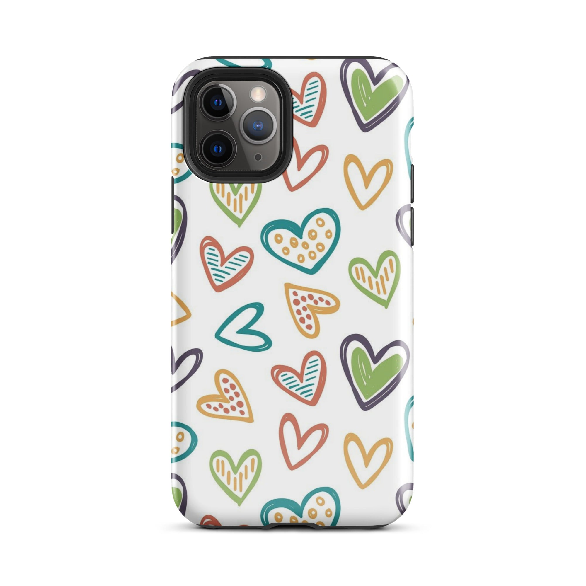 Hearts Doodle iPhone® Dual-Layered Tough Case : Fashionable Protection, Induction Charging Compatible, Global Shipping, JHTEE Accessories. - JHTEE