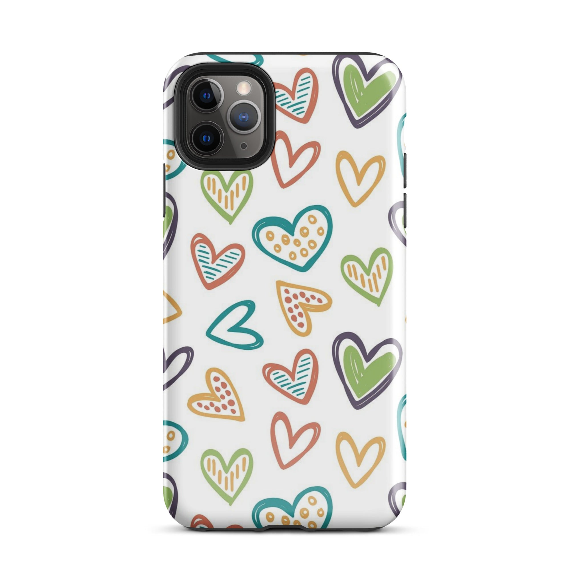 Hearts Doodle iPhone® Dual-Layered Tough Case : Fashionable Protection, Induction Charging Compatible, Global Shipping, JHTEE Accessories. - JHTEE