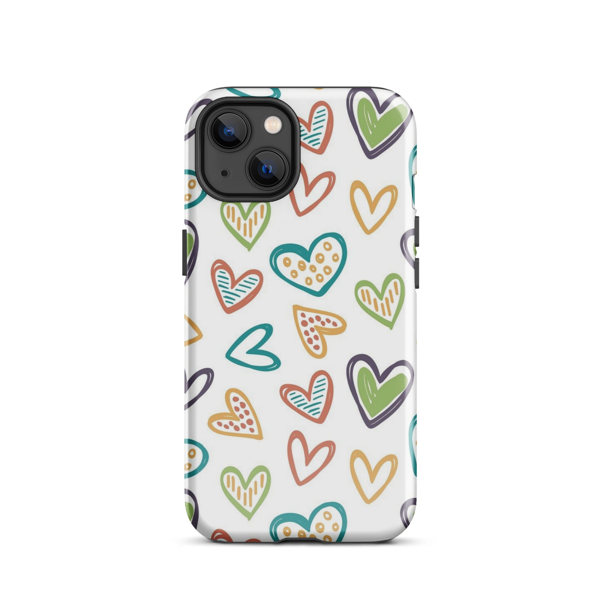 Hearts Doodle iPhone® Dual-Layered Tough Case : Fashionable Protection, Induction Charging Compatible, Global Shipping, JHTEE Accessories. - JHTEE