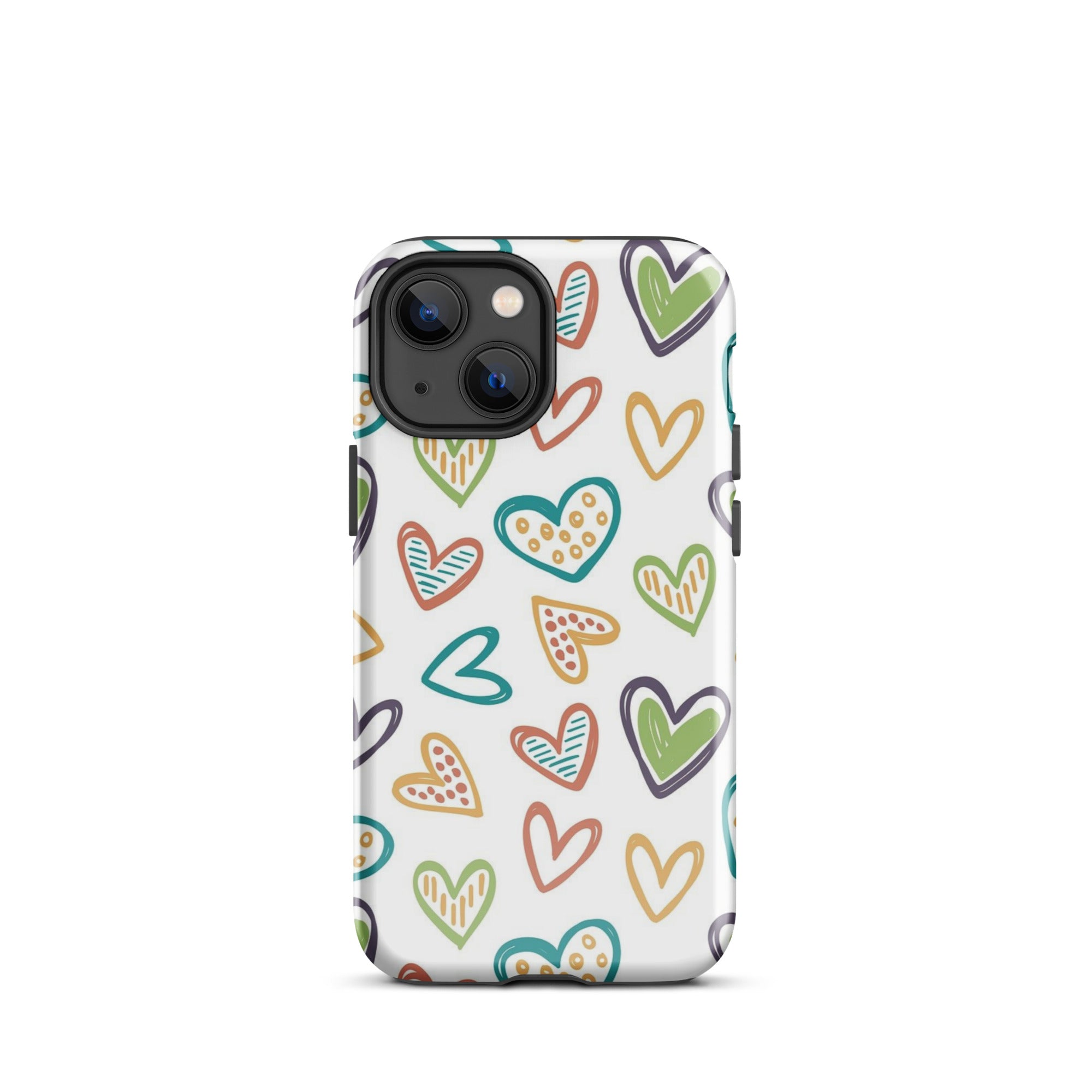 Hearts Doodle iPhone® Dual-Layered Tough Case : Fashionable Protection, Induction Charging Compatible, Global Shipping, JHTEE Accessories. - JHTEE