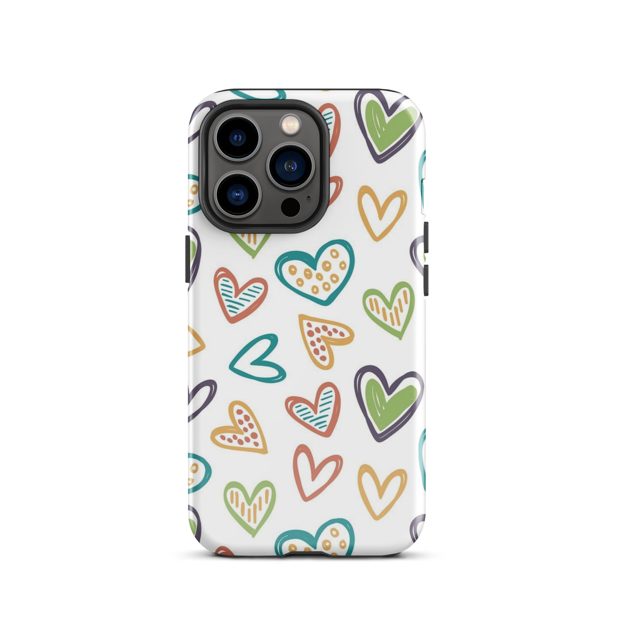 Hearts Doodle iPhone® Dual-Layered Tough Case : Fashionable Protection, Induction Charging Compatible, Global Shipping, JHTEE Accessories. - JHTEE