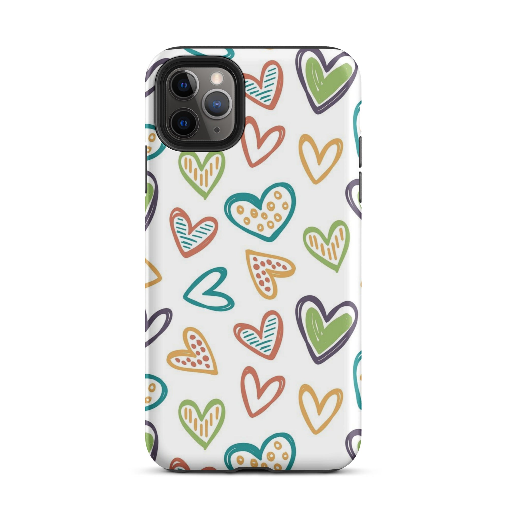 Hearts Doodle iPhone® Dual-Layered Tough Case : Fashionable Protection, Induction Charging Compatible, Global Shipping, JHTEE Accessories. - JHTEE