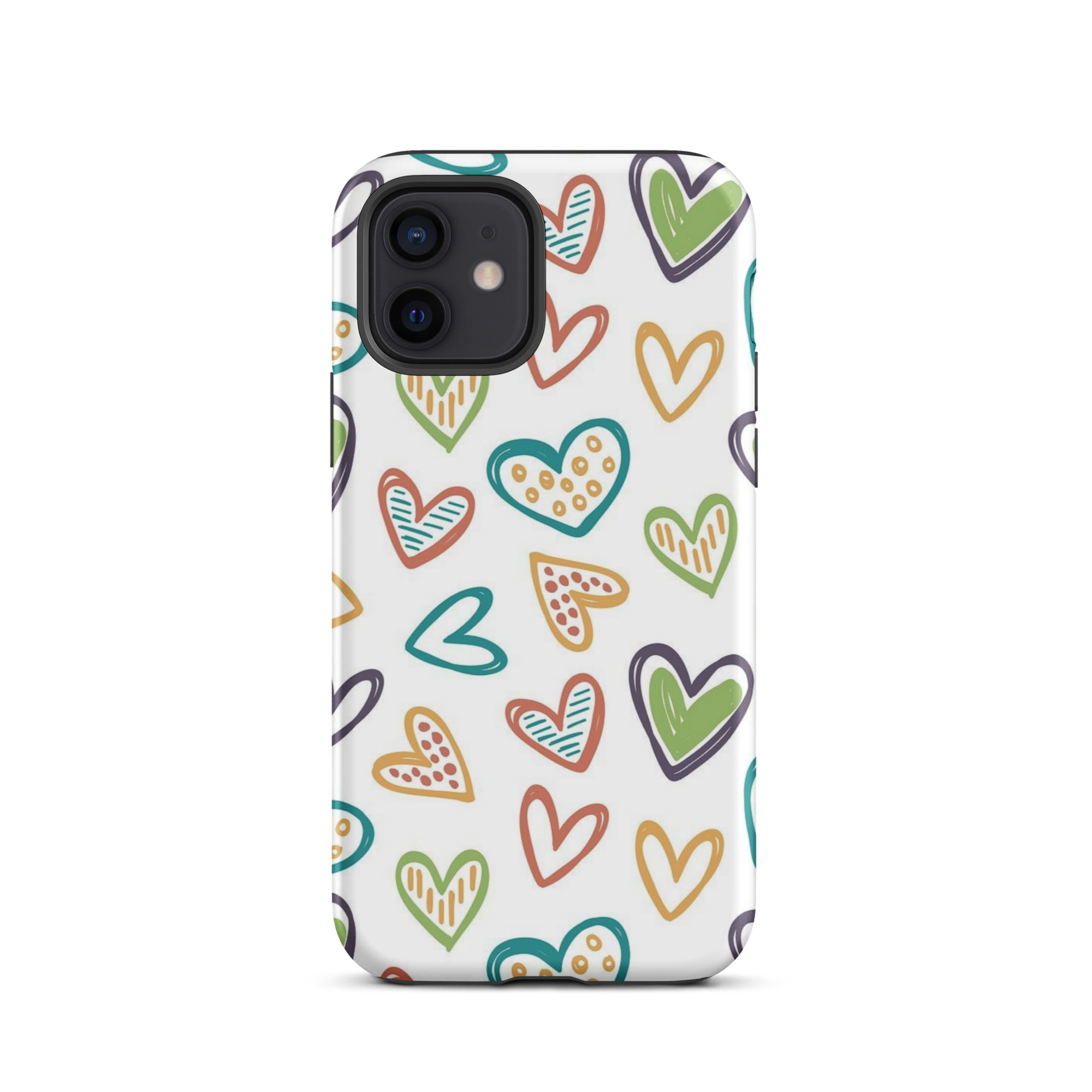 Hearts Doodle iPhone® Dual-Layered Tough Case : Fashionable Protection, Induction Charging Compatible, Global Shipping, JHTEE Accessories. - JHTEE