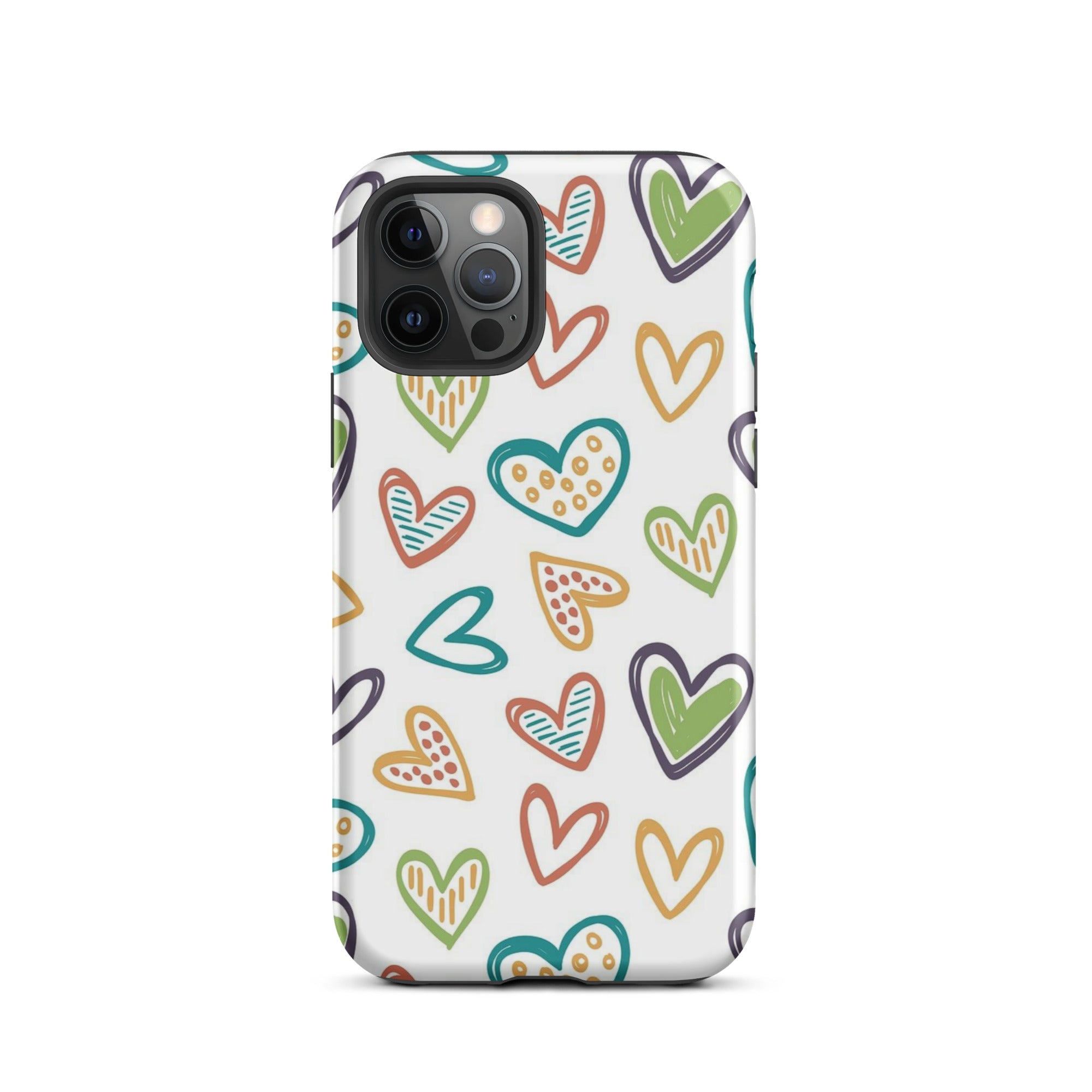 Hearts Doodle iPhone® Dual-Layered Tough Case : Fashionable Protection, Induction Charging Compatible, Global Shipping, JHTEE Accessories. - JHTEE