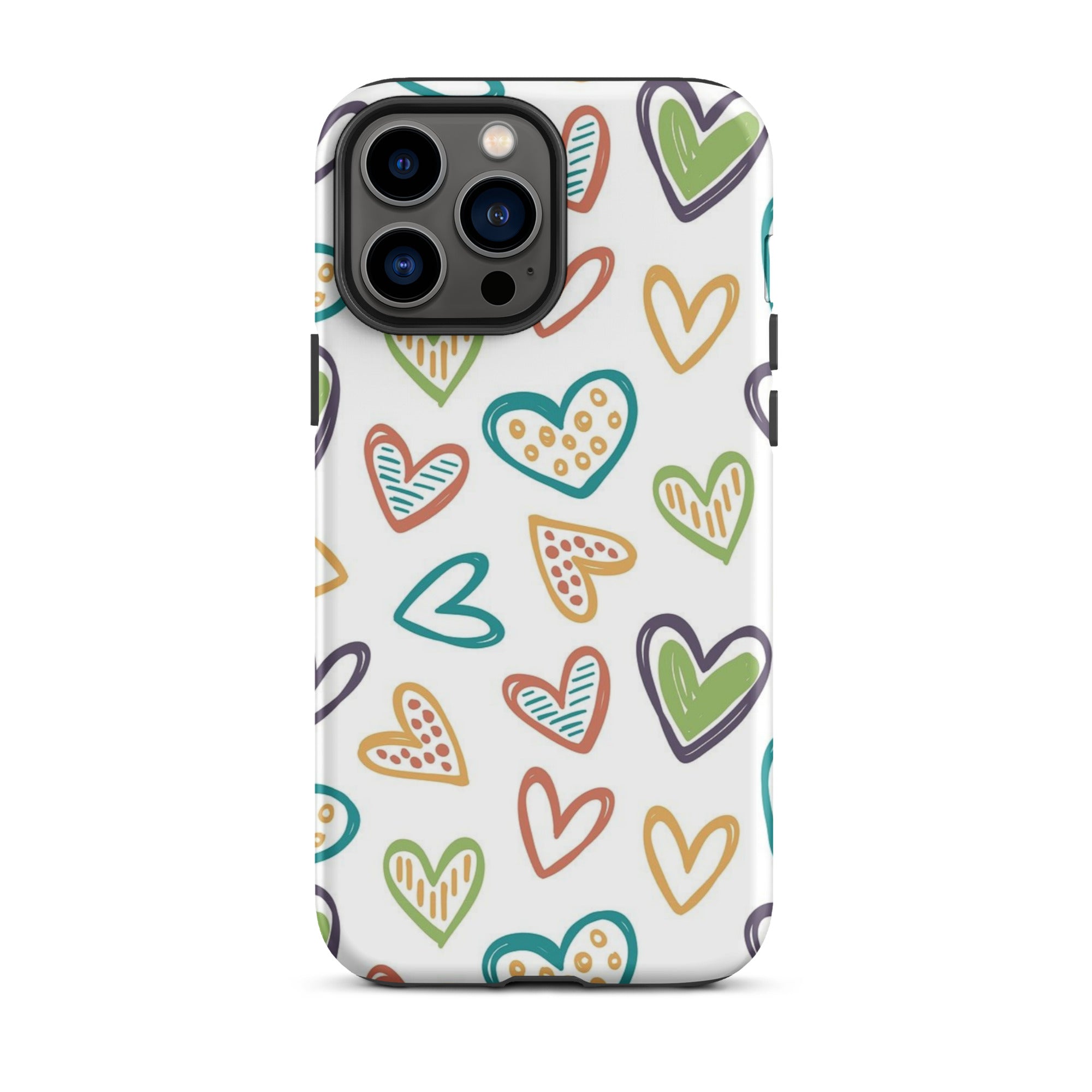 Hearts Doodle iPhone® Dual-Layered Tough Case : Fashionable Protection, Induction Charging Compatible, Global Shipping, JHTEE Accessories. - JHTEE