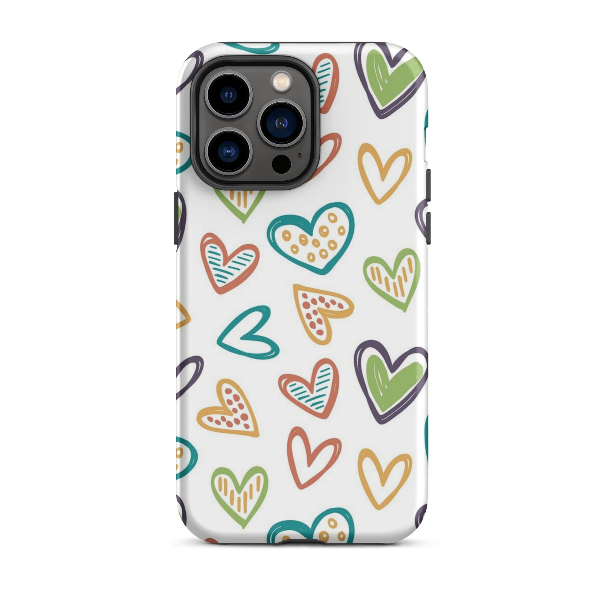 Hearts Doodle iPhone® Dual-Layered Tough Case : Fashionable Protection, Induction Charging Compatible, Global Shipping, JHTEE Accessories. - JHTEE