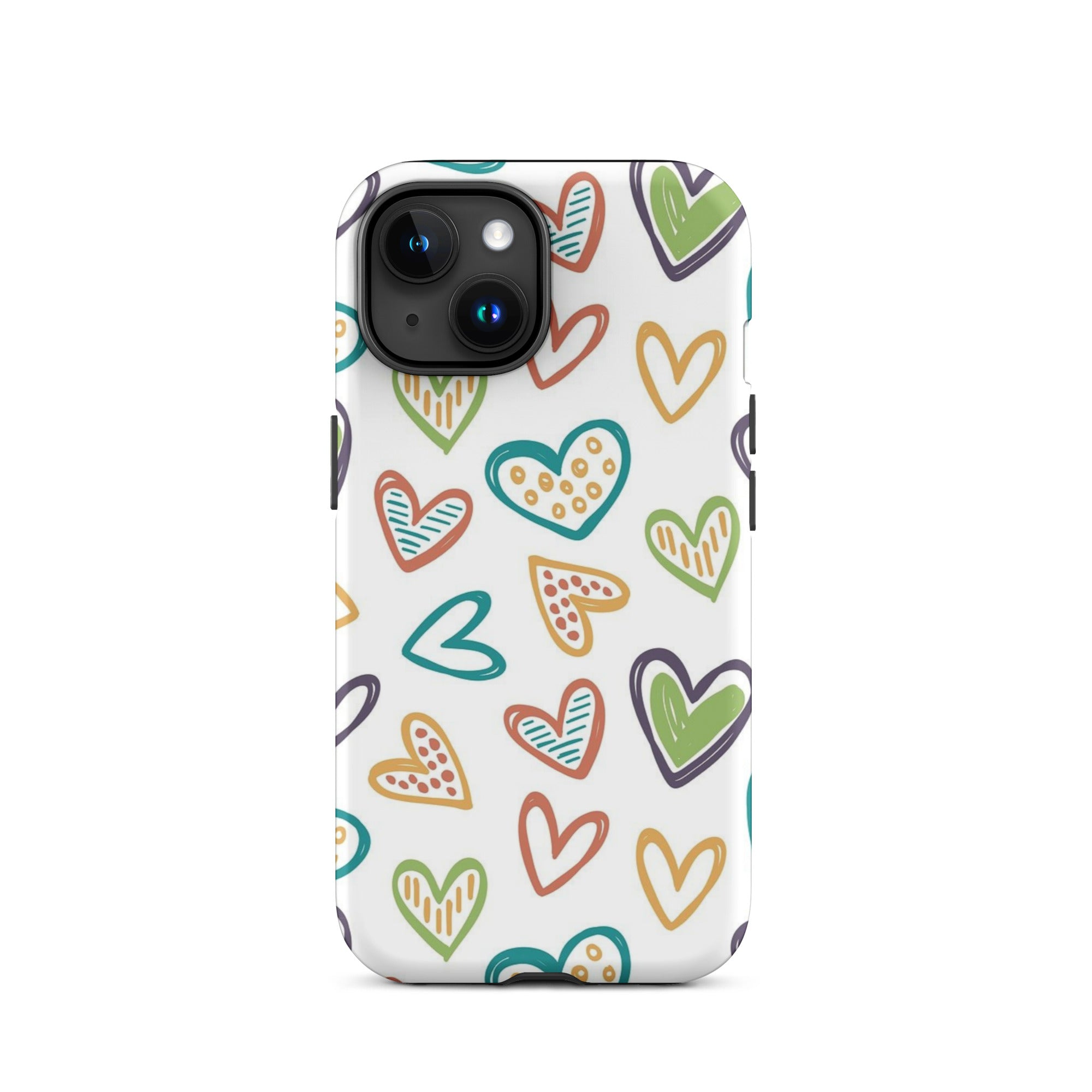 Hearts Doodle iPhone® Dual-Layered Tough Case : Fashionable Protection, Induction Charging Compatible, Global Shipping, JHTEE Accessories. - JHTEE