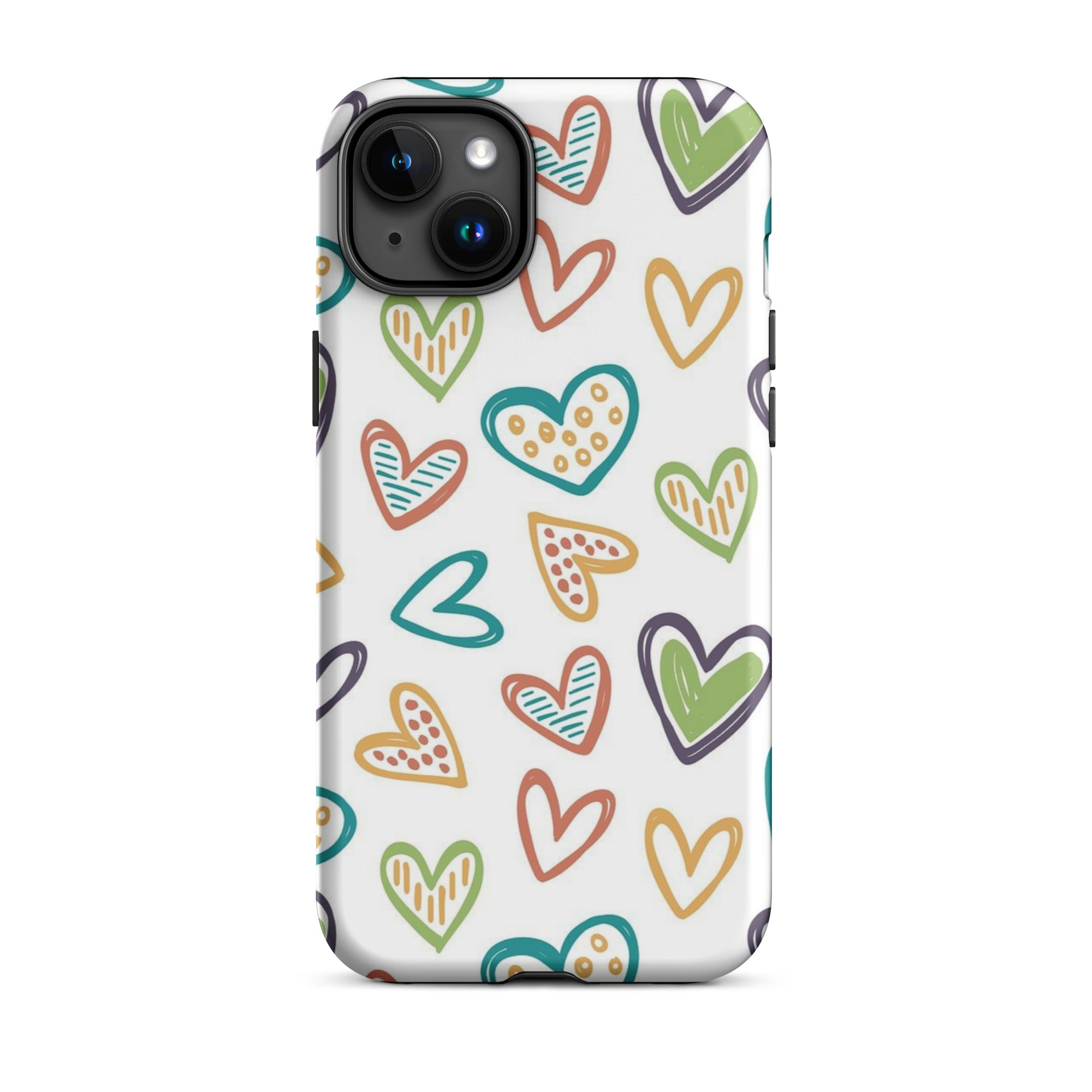 Hearts Doodle iPhone® Dual-Layered Tough Case : Fashionable Protection, Induction Charging Compatible, Global Shipping, JHTEE Accessories. - JHTEE