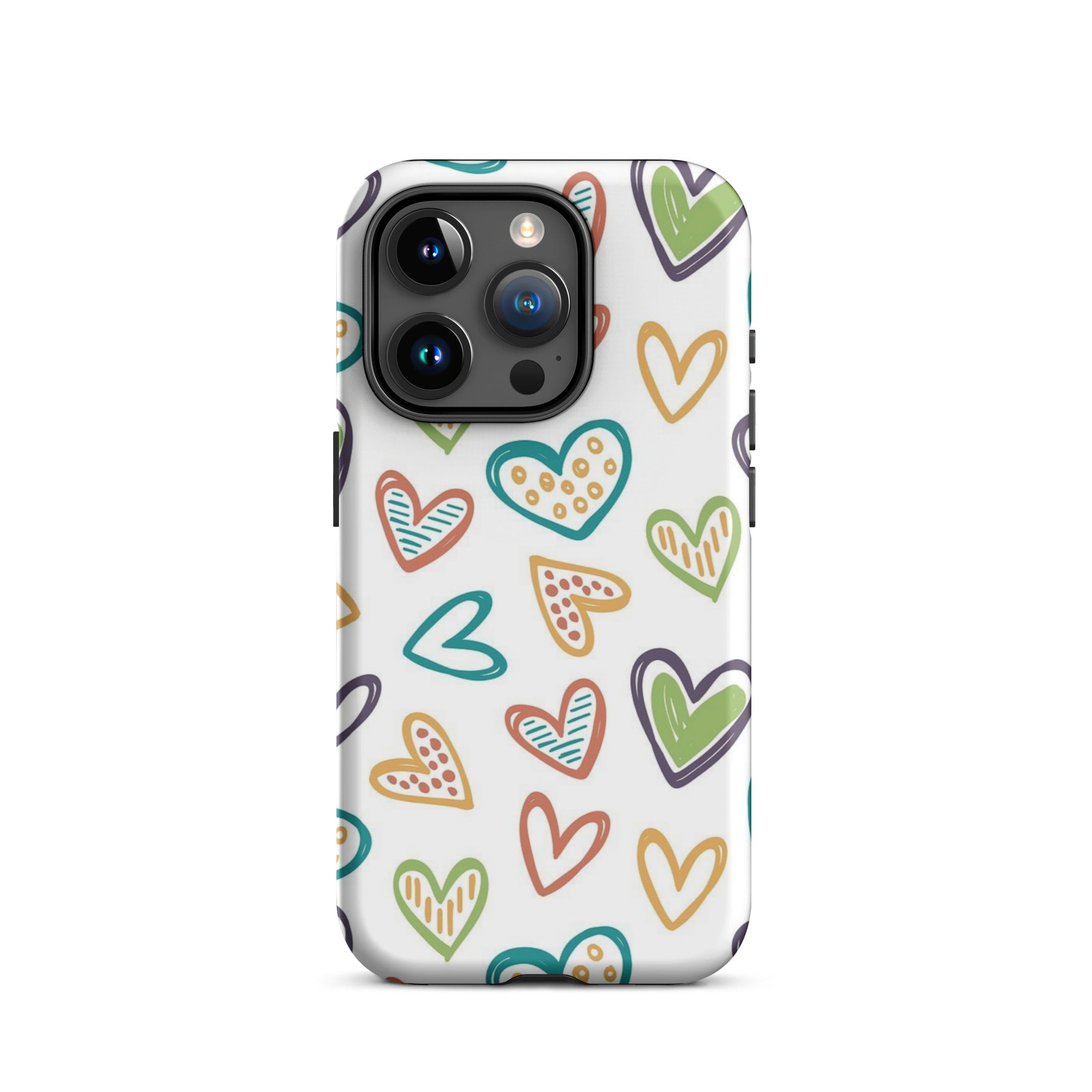 Hearts Doodle iPhone® Dual-Layered Tough Case : Fashionable Protection, Induction Charging Compatible, Global Shipping, JHTEE Accessories. - JHTEE