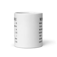 Week Schedule Ceramic Mug: Premium Quality and Style! Multiple Sizes,, Perfect for Personal Use or Gifting Occasions - JHTEE