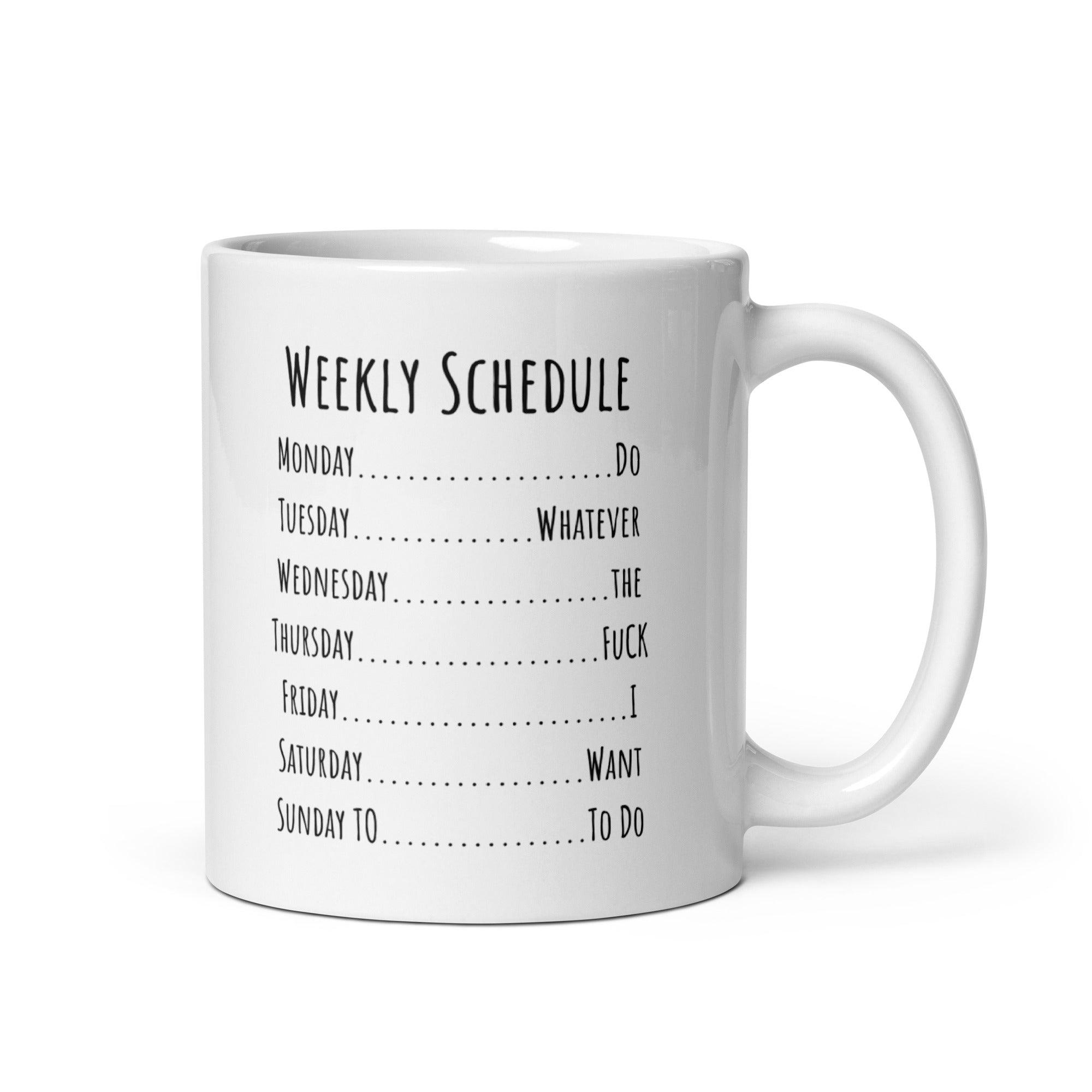 Week Schedule Ceramic Mug: Premium Quality and Style! Multiple Sizes,, Perfect for Personal Use or Gifting Occasions - JHTEE