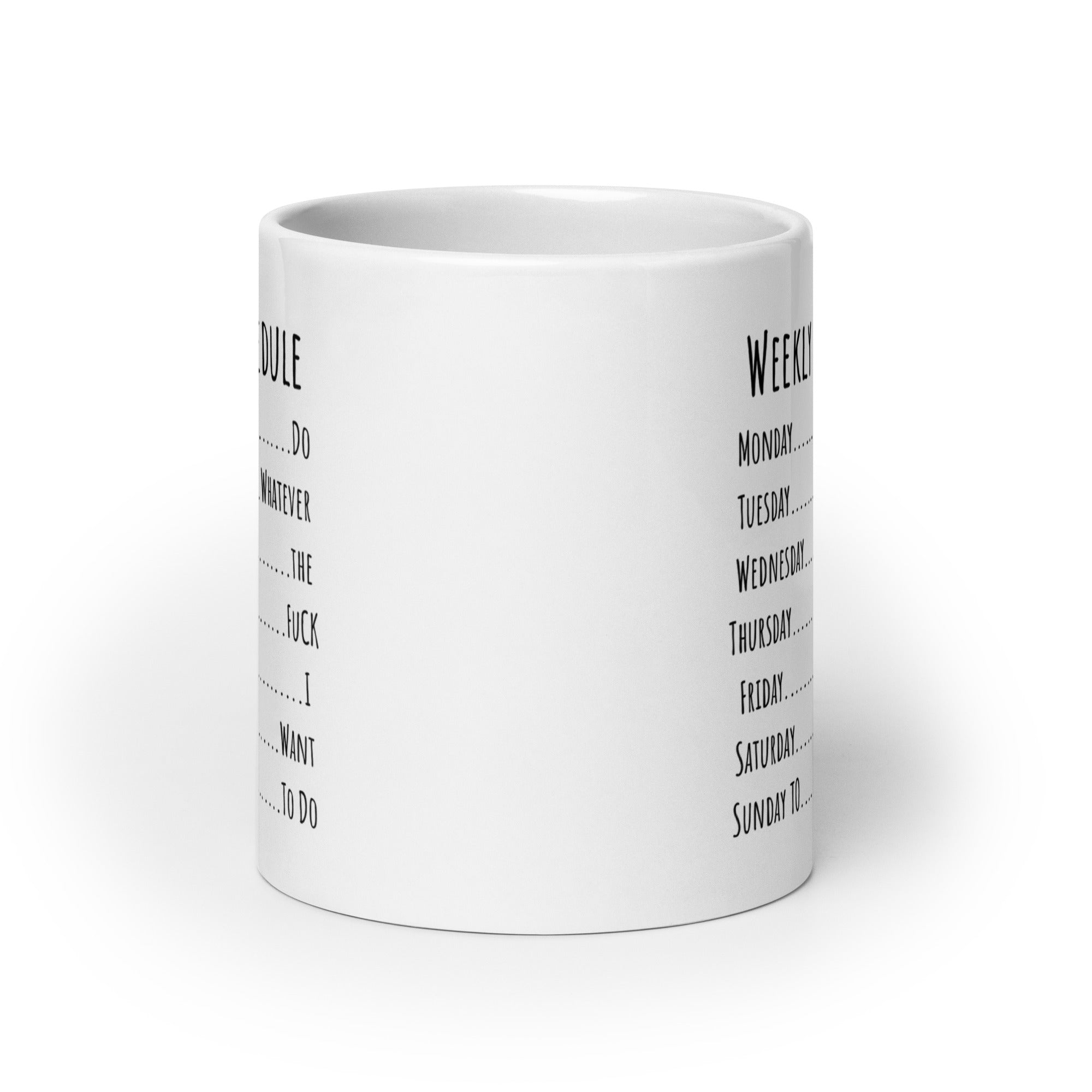 Week Schedule Ceramic Mug: Premium Quality and Style! Multiple Sizes,, Perfect for Personal Use or Gifting Occasions - JHTEE