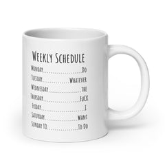 Week Schedule Ceramic Mug: Premium Quality and Style! Multiple Sizes,, Perfect for Personal Use or Gifting Occasions - JHTEE